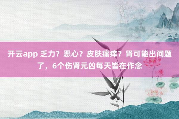 开云app 乏力？恶心？皮肤瘙痒？肾可能出问题了，6个伤肾元凶每天皆在作念