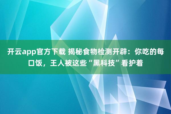 开云app官方下载 揭秘食物检测开辟：你吃的每口饭，王人被这些“黑科技”看护着