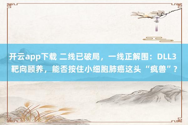 开云app下载 二线已破局，一线正解围：DLL3 靶向颐养，能否按住小细胞肺癌这头 “疯兽”？