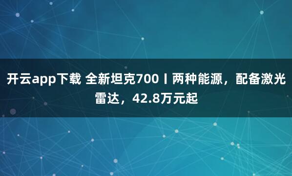开云app下载 全新坦克700〡两种能源，配备激光雷达，42.8万元起