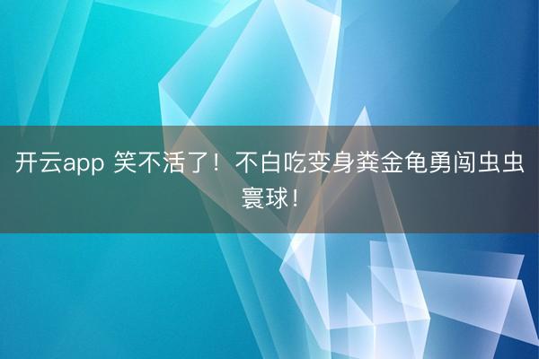 开云app 笑不活了！不白吃变身粪金龟勇闯虫虫寰球！